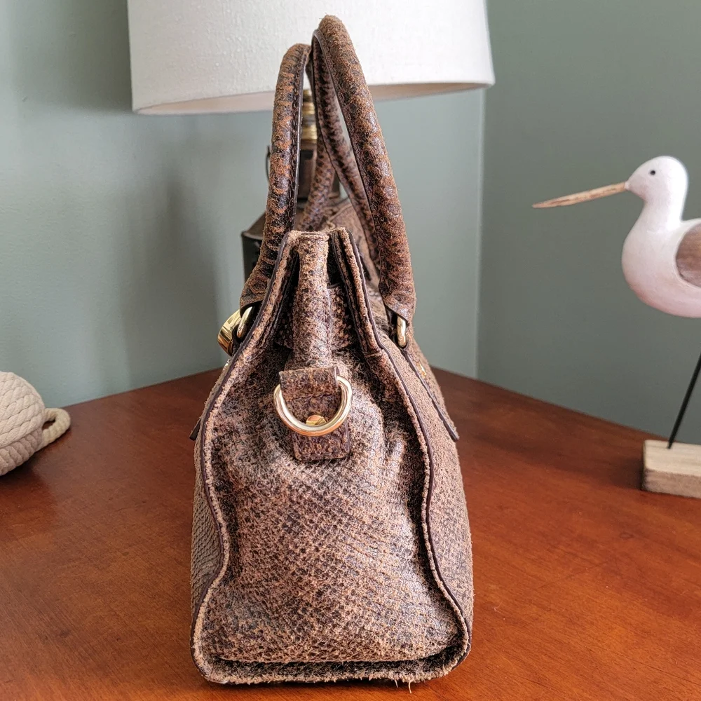 Michael Kors Hamilton Special Edition Python Embossed Leather Satchel Bag